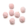 Close-up of pink faux mink fur balls with gold metal hooks for DIY jewelry making - 10 Pieces/Pack (17mm Diameter) / Light Pink