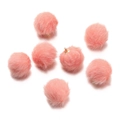 Macro shot of 17mm pink faux mink fur pom-poms with gold loops for DIY jewelry - 10 Pieces/Pack (17mm Diameter) / Orange Pink