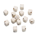 Textured white turquoise stone beads in rounded cube shape for DIY jewelry making - Rounded Cube Bead (33) / 1 Piece / Creamy White with Brown Veins