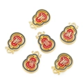 Detailed macro view of six gourd-shaped enamel charms with lucky Fu and Lu characters - Luck Gourd / 2 Pcs/Set