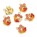 Macro shot of gold koi fish charms with red enamel and good luck tag for DIY jewelry - Lucky Koi Style / 2 Pcs/Set