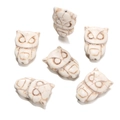 White synthetic turquoise owl beads with natural texture for DIY jewelry making - Owl Shaped Bead (38) / 1 Piece / Creamy White with Brown Veins