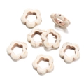 White synthetic howlite flower-shaped beads with marble texture for DIY jewelry making - Flower Shaped Bead (40) / 1 Piece / Creamy White with Brown Veins