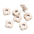 White turquoise flower spacer beads with brown veining for DIY jewelry making - Four-Petal Flower Bead (41) / 1 Piece / Creamy White with Brown Veins