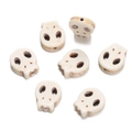 DIY jewelry beads in cream white skull shape with vintage texture made of synthetic turquoise - Vintage Skull Bead (43) / 1 Piece / Creamy White with Brown Veins