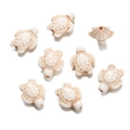 Creamy white turtle synthetic stone loose beads set for DIY jewelry making and bracelets - Turtle Shaped Bead (44) / 1 Piece / Creamy White with Brown Veins
