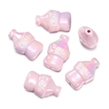 Détail de perles de bouteille de cola en acrylique rose nacré pour bijoux DIY avec trou - Style Bouteille de Soda de Couleur Unie / 2 Pièces (19x30mm) / Rose