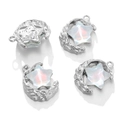 Detailed view of moon and star charms with opal-like resin and silver-plated finish - 1 Piece / Star Style 1-Silver Blue Rhinestone