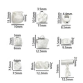 Detailed view of nine silver DIY charms with dimensions and traditional Fu symbols - 2 Pieces/Pack / Silver Bamboo Joint