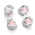 Detail of silver moon pendants with pink star stone inserts for DIY jewelry design - 1 Piece / Star Style 1-Silver Pink Rhinestone