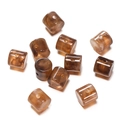 Macro view of cylindrical acrylic beads with brown marble texture and center holes - 10 Pieces/Pack (11.5x12mm, 2.3mm Hole) / Coffee