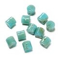 Macro shot of light blue acrylic cylinder beads with white marble texture for DIY jewelry - 10 Pieces/Pack (11.5x12mm, 2.3mm Hole) / Green