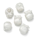 Detailed view of six pearl white lucky bag beads with Fu character relief for DIY jewelry - Pack of 2 / Lucky Bag Matte Silver