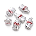 Dettaglio perla a forma di bottiglia di cola in acrilico argento per gioielli - Stile Bottiglia di Soda Metallico / 2 Pezzi (19x30mm) / Oro bianco