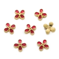 Macro view of 10mm red enamel and gold flower spacers for DIY jewelry bracelets - 5 Pcs/Pack / Red (01)