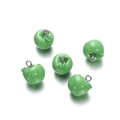 Detailed view of green resin apple pendants with silver jump rings for DIY jewelry crafting - Apple Style / 2 Pcs/Set