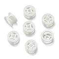 Detailed view of silver hollow round coin-shaped spacer beads for DIY jewelry making - 2 Pieces/Pack / Silver Coin Spacer