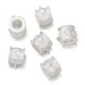 Detail of white cylindrical charm beads with heart texture and large hole for DIY jewelry - 2 Pieces/Pack / Heart Three-Way Spacer