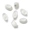 Macro detail of white resin sycee charms with Chinese character for fortune and side hole - 2 Pieces/Pack / Silver Ingot Spacer