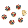 Detail of 10mm flower spacers with gold plating and red blue enamel for DIY jewelry - Red and Blue (03)