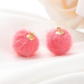 Macro detail of soft pink faux mink fur ball pendants with gold metal hanging loops - 10 Pieces/Pack (15mm) / Watermelon Pink