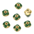 Detail of 10mm flower bead caps with green enamel and gold plated finish for DIY jewelry - Green (05)