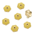 Detail of 10mm flower-shaped gold bead caps with yellow enamel for DIY jewelry making - Yellow (07)
