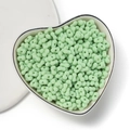 Mint green 4mm acrylic peanut beads in heart dish for DIY jewelry making - Solid Grass Green