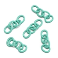 Detail of mint green matte painted 4-link iron chain extension for DIY keychains - 30 Pieces/Pack (1.5x7x9x27mm) / Lake Green