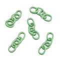 Detail of pea green matte metal chain links with four oval rings for DIY crafts - 30 Pieces/Pack (1.5x7x9x27mm) / Light Green
