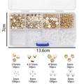 Bastelset für Schmuck mit weißen Perlen und goldenen Zwischenperlen in einer Sortierbox - Gold