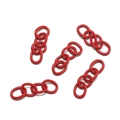 Macro shot of bright red painted interlocking oval metal chain links for DIY accessories - 30 Pieces/Pack (1.5x7x9x27mm) / Red