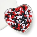 4mm peanut acrylic beads in red, black, and white colors for DIY jewelry making - Solid Red Black White