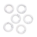 Detailansicht von sechs weißen runden Federringen für DIY-Taschen und Schlüsselanhänger - 5 Stück/Packung (ca. 3,4x19,5 mm) / Weiß
