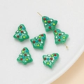 Macro de cuentas de árbol de Navidad verde de 15mm con puntos de colores para joyería - 2 Piezas/Paquete (15x16.5mm) / Verde