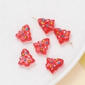 Macro detail of red glass Christmas tree beads with colorful hand-painted polka dots - 2 Pieces/Pack (15x16.5mm) / Red