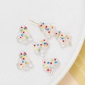 Macro view of Christmas tree acrylic beads with colorful polka dots for DIY jewelry - 2 Pieces/Pack (15x16.5mm) / White