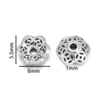 Makro-Detail von 925 Sterling Silber Hohlblatt Blumenperlenkappen für DIY Schmuckherstellung - Thai Silber Stil 14 (ca. 2g) / 2 Stück