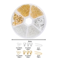 Kit de joyería DIY con cierres de langosta y anillas doradas y plateadas en caja redonda - Oro Y Plata (Juego de Accesorios para Collar de 6 Rejillas Redondas)