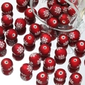 Macro di perline natalizie in acrilico rosso opaco da 16mm con fiocchi di neve per gioielli DIY - Rosso