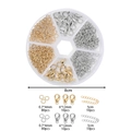 Kit para hacer joyas con cierres de langosta y anillas en una caja redonda de 8 cm - Oro KC Y K Blanco (Juego de Accesorios para Collar de 6 Rejillas Redondas)