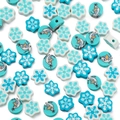 Flachbild von Weihnachts-Schneeflocken und Schneemann-Perlen aus Fimo für DIY-Schmuck - Stil 02 (Cartoon-Schneemann) / 50 Stück