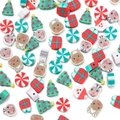 Nahaufnahme von Weihnachtsperlen aus Fimo mit Weihnachtsmann und Rentier für DIY-Schmuck - Stil 03 (Weihnachtselemente) / 50 Stück