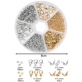 Kit de 720 piezas para joyería con cierres de langosta y cuentas en estuche de 8cm - Oro KC Y K Blanco (Juego de Accesorios para Pulsera de 6 Rejillas Redondas)