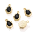 Pendentif goutte d'eau dorée avec pierre noire facettée pour création de bijoux - Style Goutte d'Eau / 1 Pièce / Or + Zirconia Noir