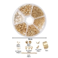 Kit de fabricación de joyas doradas con cierres de langosta y anillas en caja redonda - Oro KC (Juego de Accesorios de 6 Rejillas Redondas)