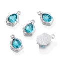 Himmelblauer Tropfenanhänger mit silbernem Metallrand und Wabenstruktur-Detailansicht - Wassertropfen-Stil / 1 Stück / Silber+Blauer Zirkonia