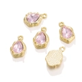 Rosa Tropfen-Edelstein Anhänger mit goldenem Wellenrand für DIY-Schmuckherstellung - Wassertropfen-Stil / 1 Stück / Gold + Rosa Strass