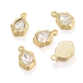 Fünf vergoldete Tropfenanhänger mit klaren Kristallen und strukturierten Metallrahmen - Wassertropfen-Stil / 1 Stück / Gold mit weißem Zirkon