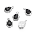 Fünfteilige silberne Wassertropfen-Anhänger mit schwarzen Steinen für DIY-Schmuck - Wassertropfen-Stil / 1 Stück / Silber + Schwarzer Zirkon